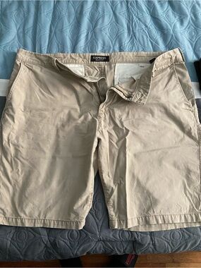 Express Men’s Beige Flat-Front Shorts